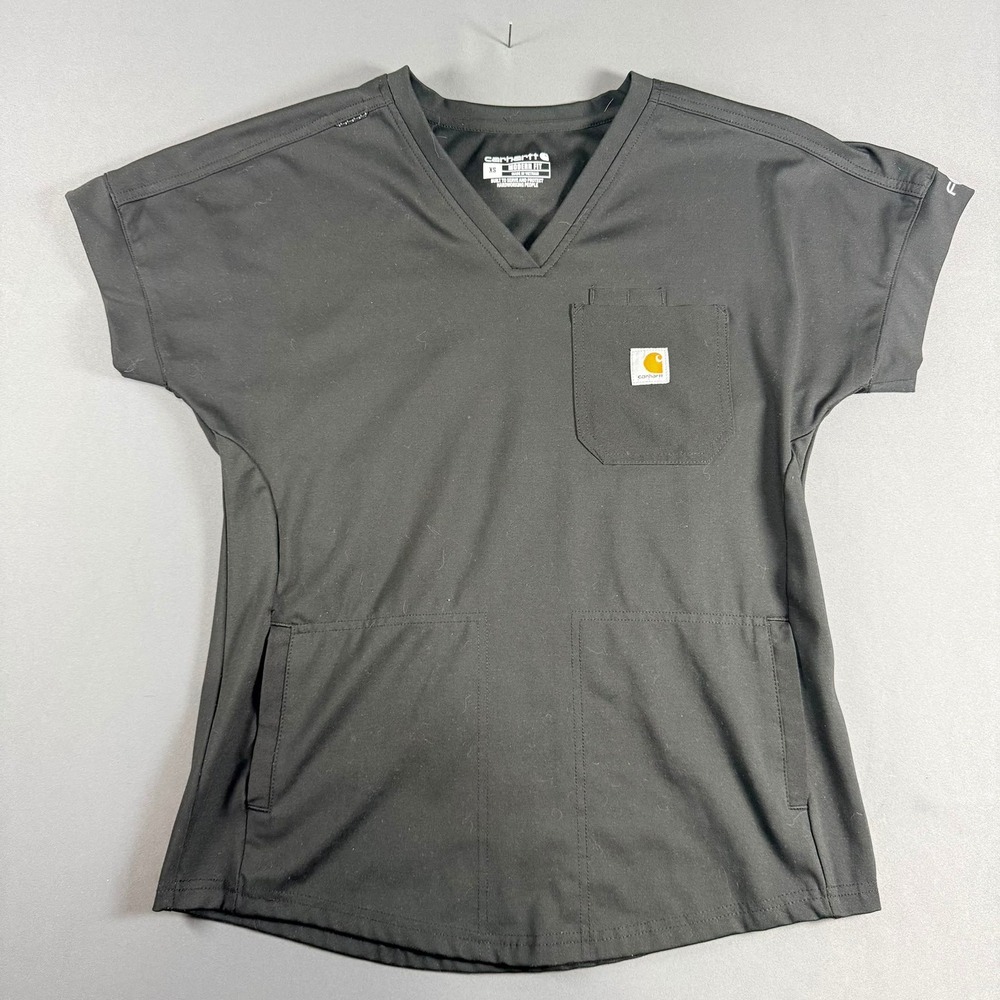 Carhartt Scrub Top V Neck Short Sleeve Black Women's Medium M